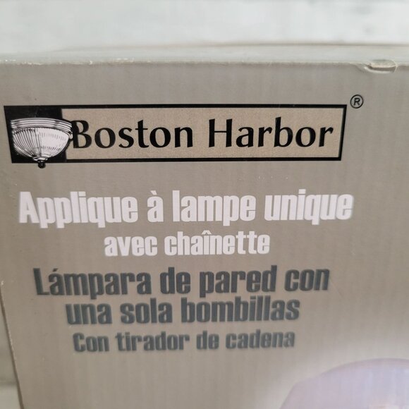 Boston Harbor Wall Lamp With Pull Chain & White Glass Shade Polished Chrome Fini - Picture 3 of 5
